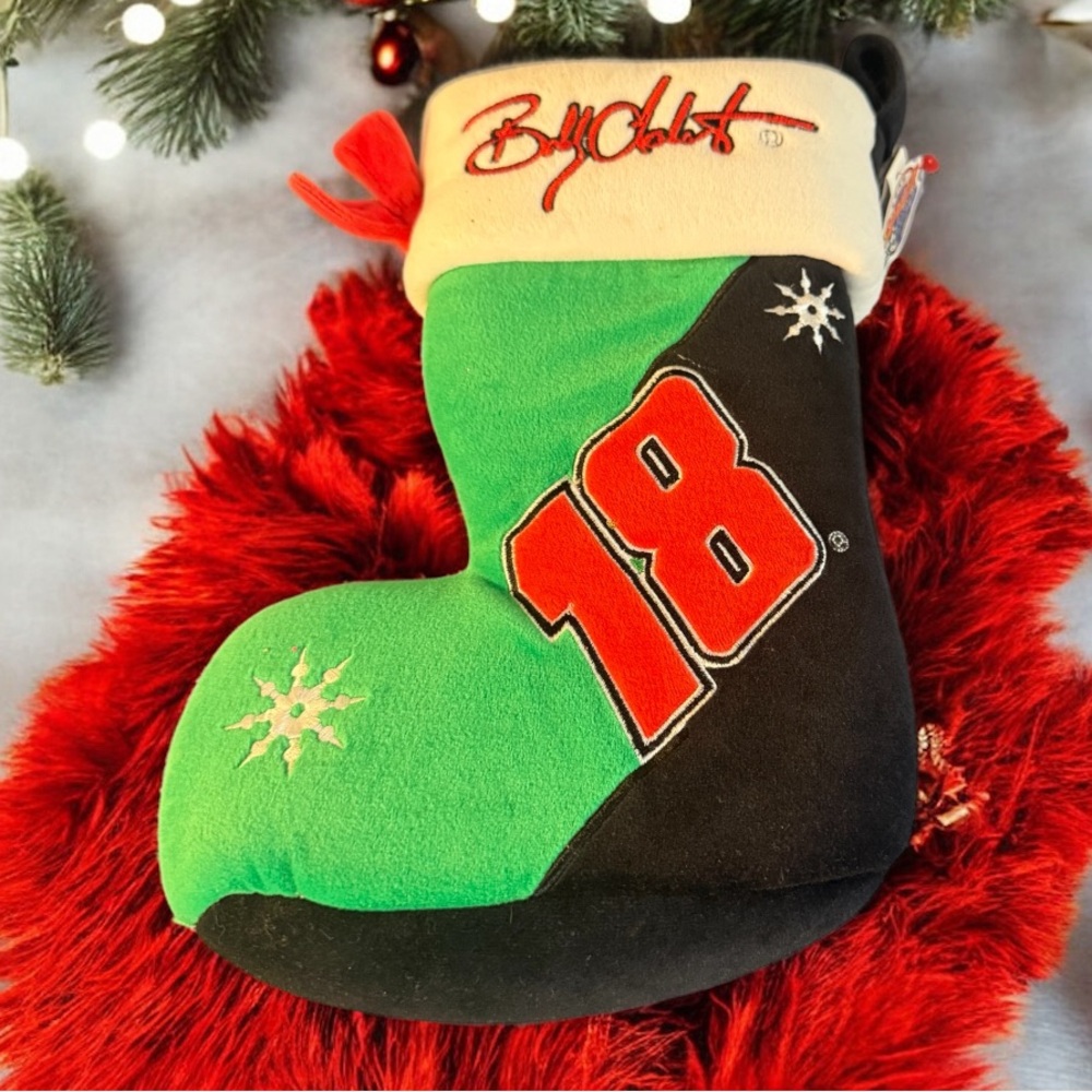 Team Beans Nascar Bobby Labonte #18 Plush Christmas Stocking Boot Bow NWT